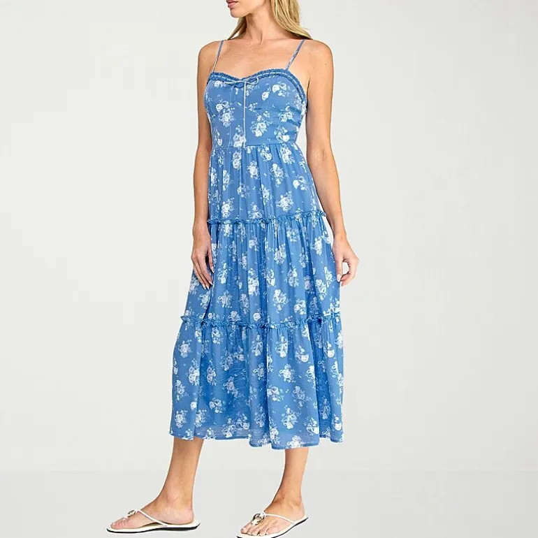 Trixxi Womens Juniors Sweetheart Neck Sleeveless Floral A-Line Dress