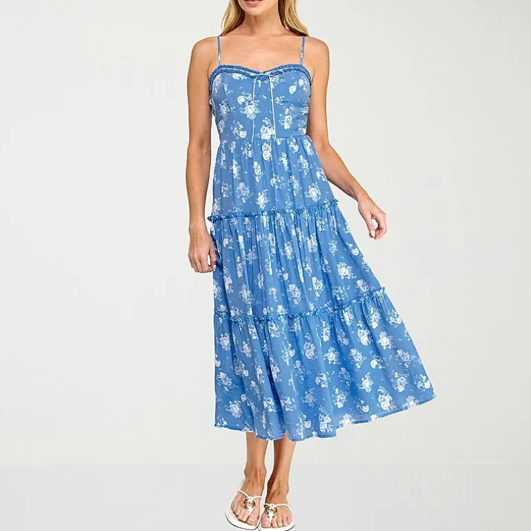 Trixxi Womens Juniors Sweetheart Neck Sleeveless Floral A-Line Dress