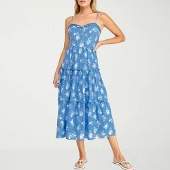 Trixxi Womens Juniors Sweetheart Neck Sleeveless Floral A-Line Dress