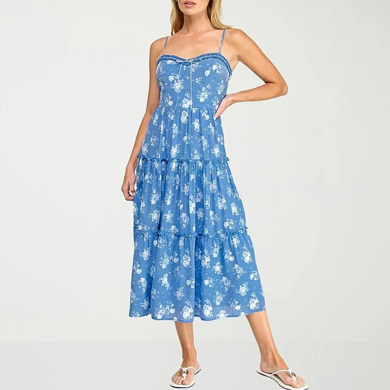 Trixxi Womens Juniors Sweetheart Neck Sleeveless Floral A-Line Dress