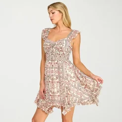 Trixxi Womens Juniors Sweetheart Neck Short Sleeve Flutter Fit + Flare Dress