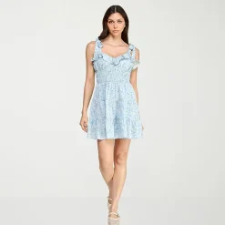 Trixxi Womens Juniors Sweetheart Neck Sleeveless Floral Fit + Flare Dress