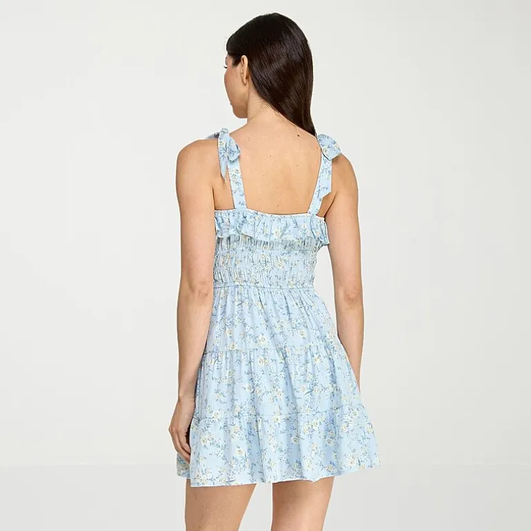 Trixxi Womens Juniors Sweetheart Neck Sleeveless Floral Fit + Flare Dress