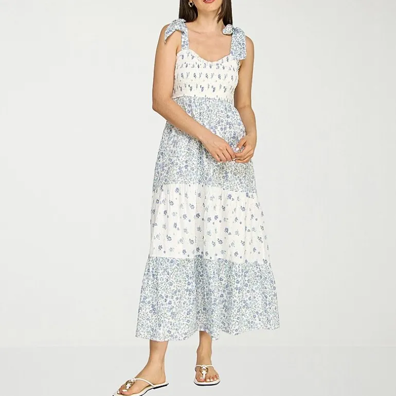 Trixxi Womens Juniors U Neck Short Sleeve Floral A-Line Dress
