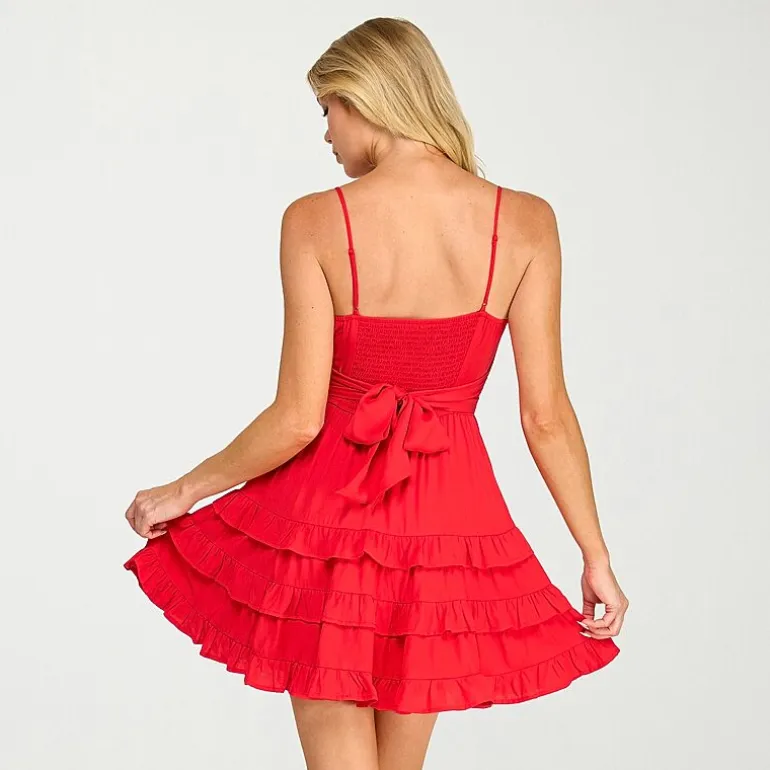 Trixxi Womens Juniors V Neck Sleeveless Fit + Flare Dress