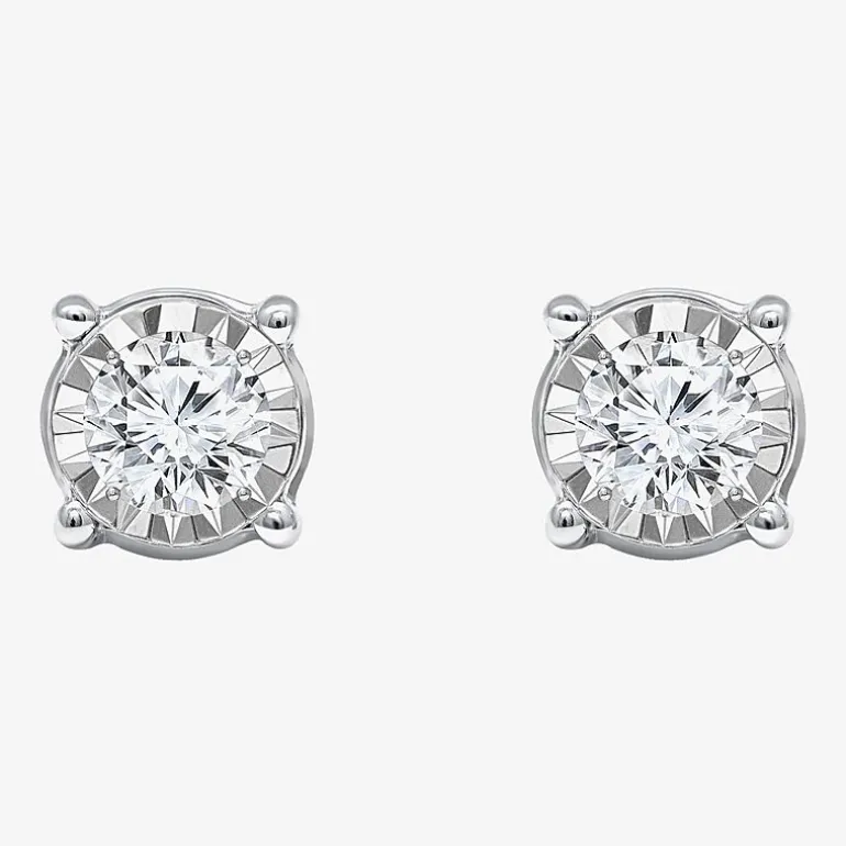 Tru Miracle 1 CT. T.W. Lab Grown White Diamond 10K Gold 6.8mm Round Stud Earrings