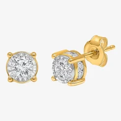 Tru Miracle 1 CT. T.W. Lab Grown White Diamond 10K Gold 6.8mm Round Stud Earrings