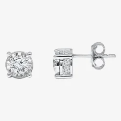 Tru Miracle 1 CT. T.W. Lab Grown White Diamond 10K Gold 6.8mm Round Stud Earrings