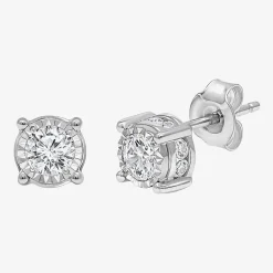 Tru Miracle 1 CT. T.W. Lab Grown White Diamond 10K Gold 6.8mm Round Stud Earrings