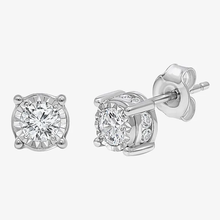 Tru Miracle 1 CT. T.W. Lab Grown White Diamond 10K Gold 6.8mm Round Stud Earrings