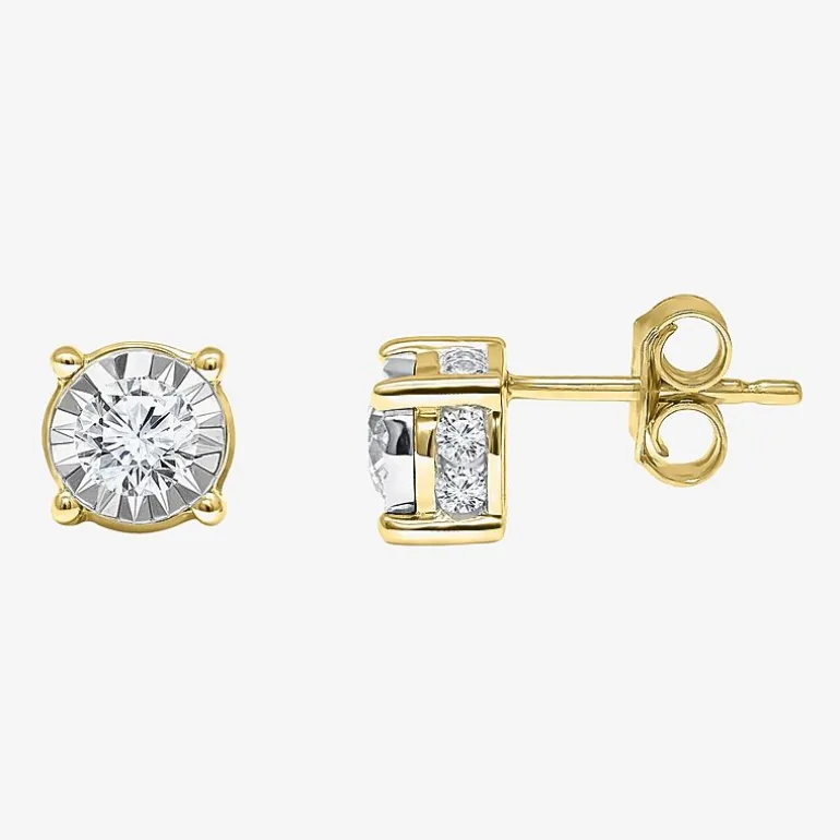 Tru Miracle 1 CT. T.W. Lab Grown White Diamond 10K Gold 6.8mm Round Stud Earrings