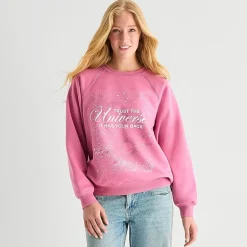 Trust The Universe Fleece Womens Juniors Crew Neck Long Sleeve Sweatshirt
