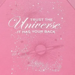 Trust The Universe Fleece Womens Juniors Crew Neck Long Sleeve Sweatshirt