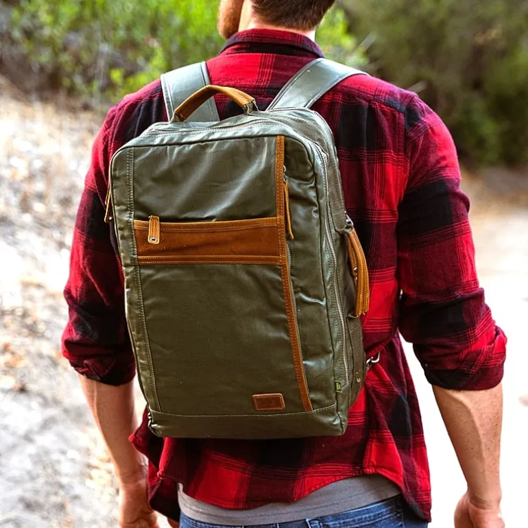 TSD Brand Madrone Coated Canvas Unisex Adult Backpack