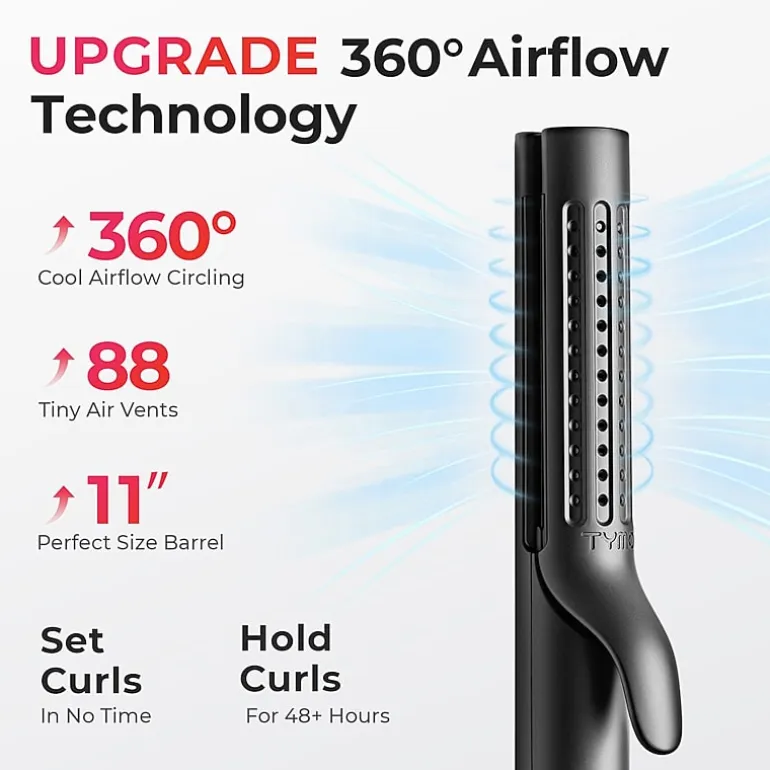 TYMO Airflow 50s Fast Heat Up 1" 2 In 1 Curler & Flat Iron Flat Iron