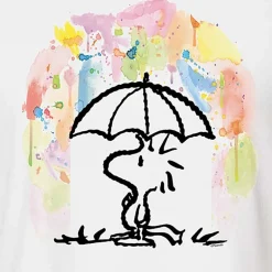 Umbrella Woodstock Cropped Tee Womens Juniors Crew Neck Long Sleeve Regular Fit Peanuts Graphic T-Shirt
