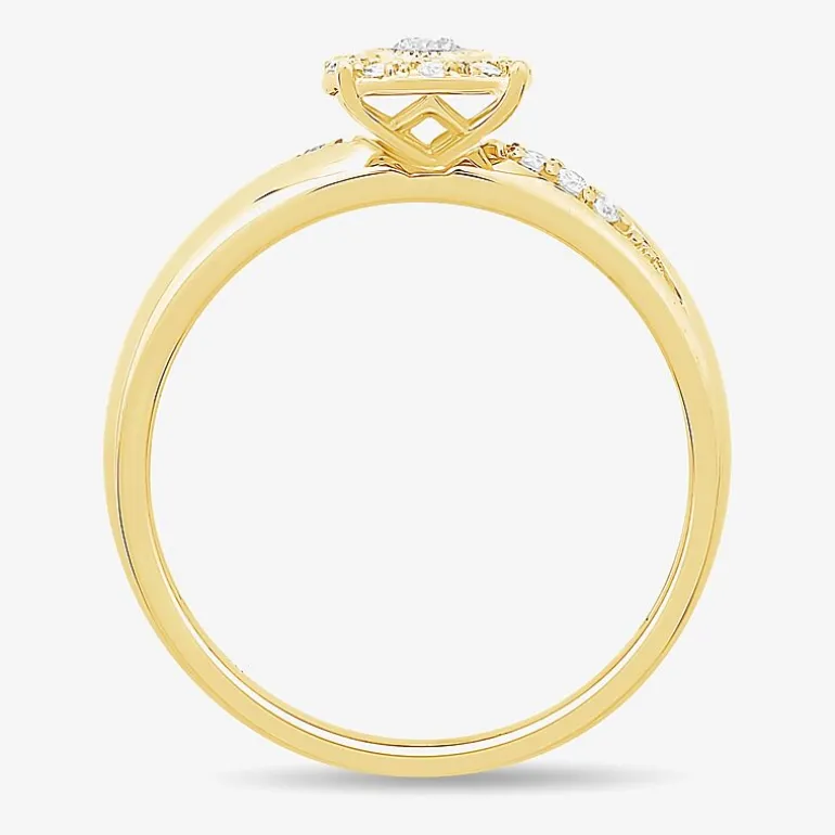 Unisex Adult 1/3 CT. T.W. Natural White Diamond 10K Gold Round Halo Side Stone Ring Set