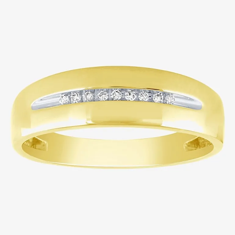 Unisex Adult 1/3 CT. T.W. White Diamond 10K Two Tone Gold Halo Side Stone Ring Set
