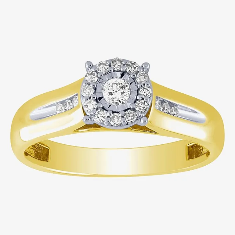 Unisex Adult 1/3 CT. T.W. White Diamond 10K Two Tone Gold Halo Side Stone Ring Set