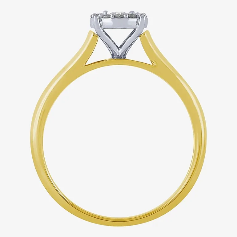 Unisex Adult 1/3 CT. T.W. White Diamond 10K Two Tone Gold Halo Side Stone Ring Set