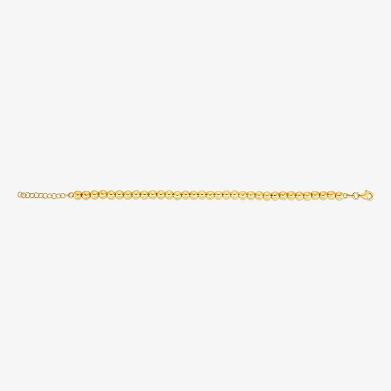 Unisex Adult 14K Gold 8 Inch Bead Chain Bracelet