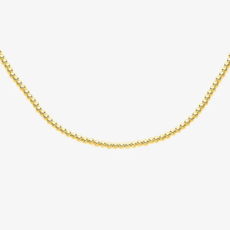 Unisex Adult 14K Gold 8 Inch Bead Chain Bracelet