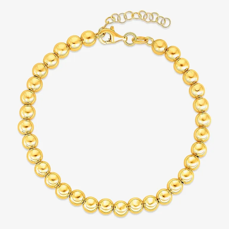 Unisex Adult 14K Gold 8 Inch Bead Chain Bracelet