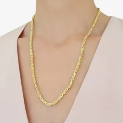 Unisex Adult 14K Gold 22 Inch Byzantine Chain Necklace