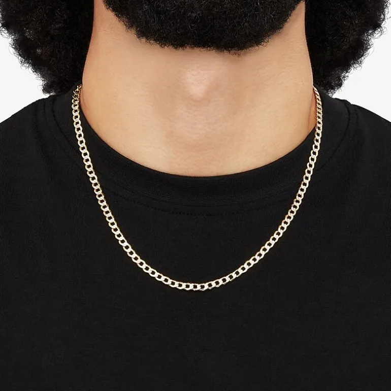 Unisex Adult 10K Gold 26 Inch Curb Chain Necklace