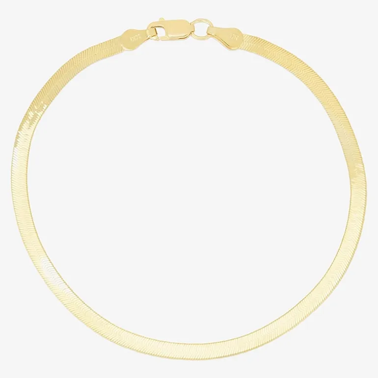 Unisex Adult 14K Gold 8 Inch Semisolid Herringbone Chain Bracelet