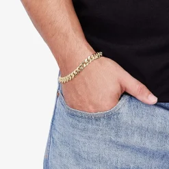 Unisex Adult 14K Gold 8 1/2 Inch Solid Link Chain Bracelet