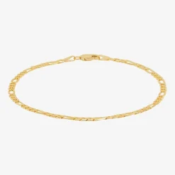 Unisex Adult 14K Gold 8 1/2 Inch Solid Figaro Chain Bracelet
