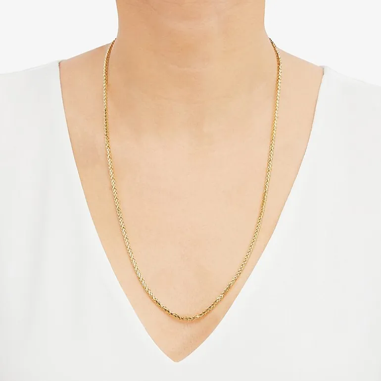 Unisex Adult 14K Gold 20 Inch Wheat Chain Necklace