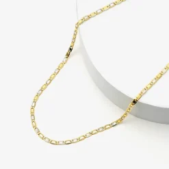 Unisex Adult 14K Two Tone Gold 20 Inch Valentino Chain Necklace
