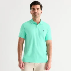 U.S. Polo Assn. Interlock Pique Mens Classic Fit Short Sleeve Polo Shirt