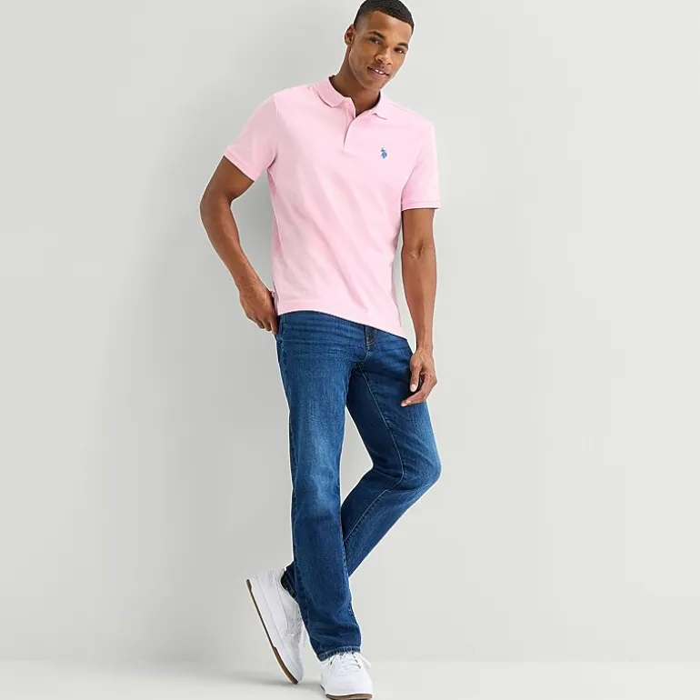 U.S. Polo Assn. Interlock Pique Mens Classic Fit Short Sleeve Polo Shirt