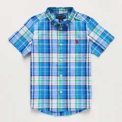 U.S. Polo Assn. Little & Big Kid Boys Short Sleeve Regular Fit Embroidered Button-Down Shirt