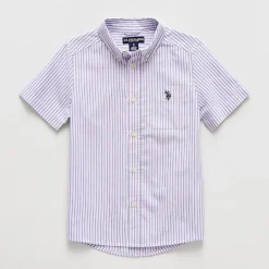U.S. Polo Assn. Little & Big Kid Boys Short Sleeve Regular Fit Embroidered Button-Down Shirt
