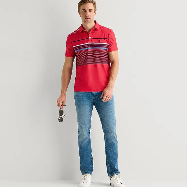 U.S. Polo Assn. Performance Stripe Mens Classic Fit Short Sleeve Polo Shirt