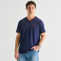 U.S. Polo Assn. Tipped Mens V Neck Short Sleeve Stretch Fabric T-Shirt