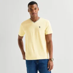 U.S. Polo Assn. Tipped Mens V Neck Short Sleeve Stretch Fabric T-Shirt