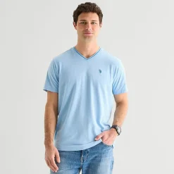 U.S. Polo Assn. Tipped Mens V Neck Short Sleeve Stretch Fabric T-Shirt