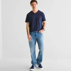 U.S. Polo Assn. Tipped Mens V Neck Short Sleeve Stretch Fabric T-Shirt