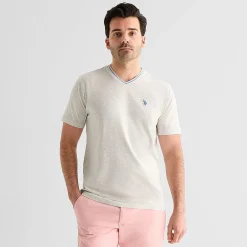 U.S. Polo Assn. Tipped Mens V Neck Short Sleeve Stretch Fabric T-Shirt