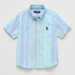U.S. Polo Assn. Toddler Boys Y Neck Short Sleeve Regular Fit Button-Down Shirt