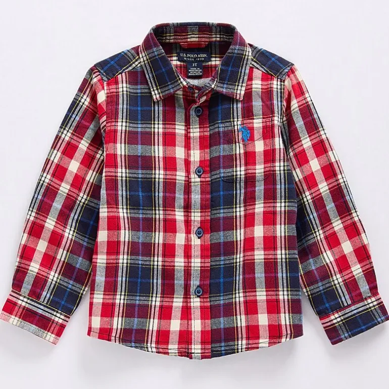 U.S. Polo Assn. Toddler Boys Y Neck Long Sleeve Classic Fit Button-Down Shirt