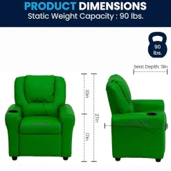 Vana Plush Recliner with Cup Holder for Kids