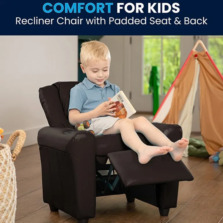 Vana Plush Recliner with Cup Holder for Kids
