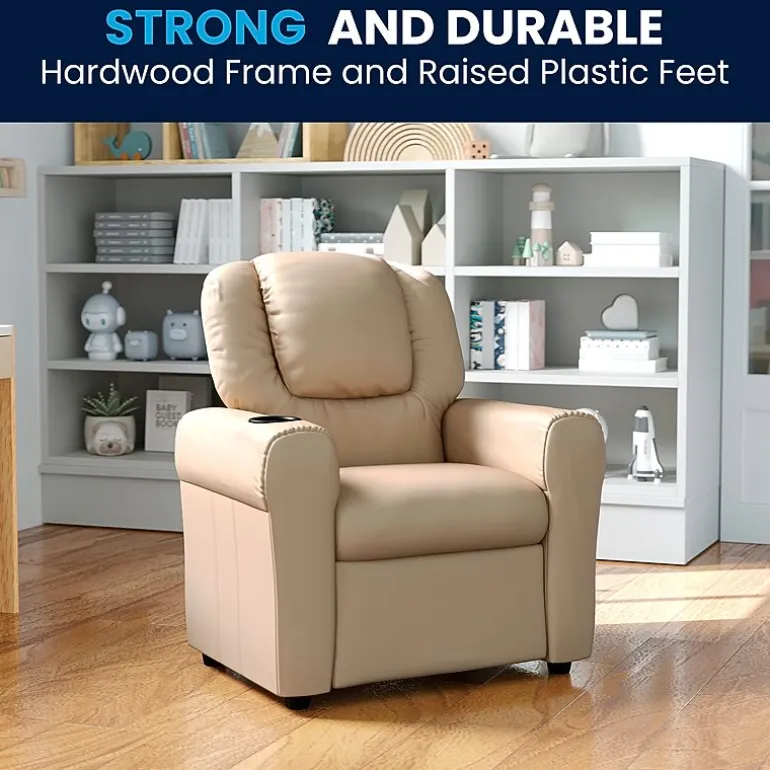 Vana Plush Recliner with Cup Holder for Kids