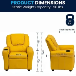 Vana Plush Recliner with Cup Holder for Kids